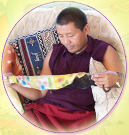 Tashi reading an ancient scroll